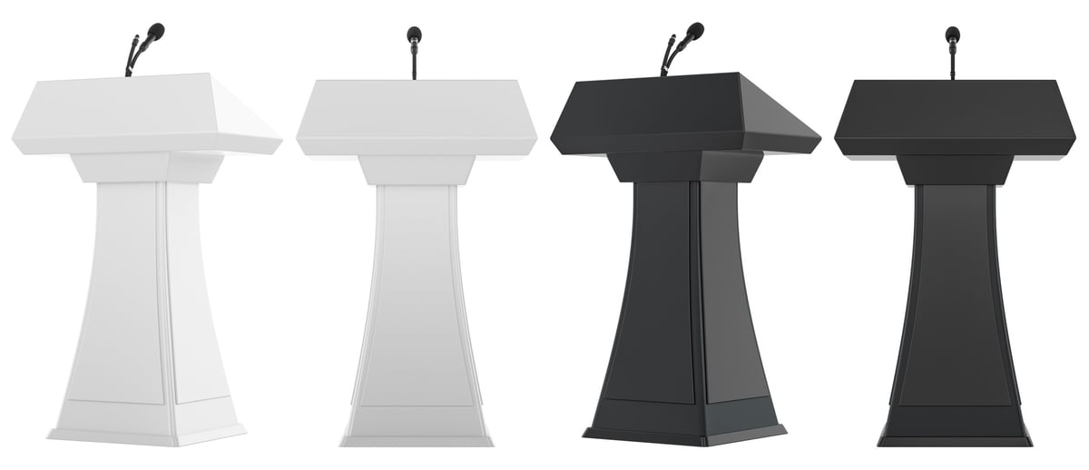 Premium executive podium setup for school leadership announcements